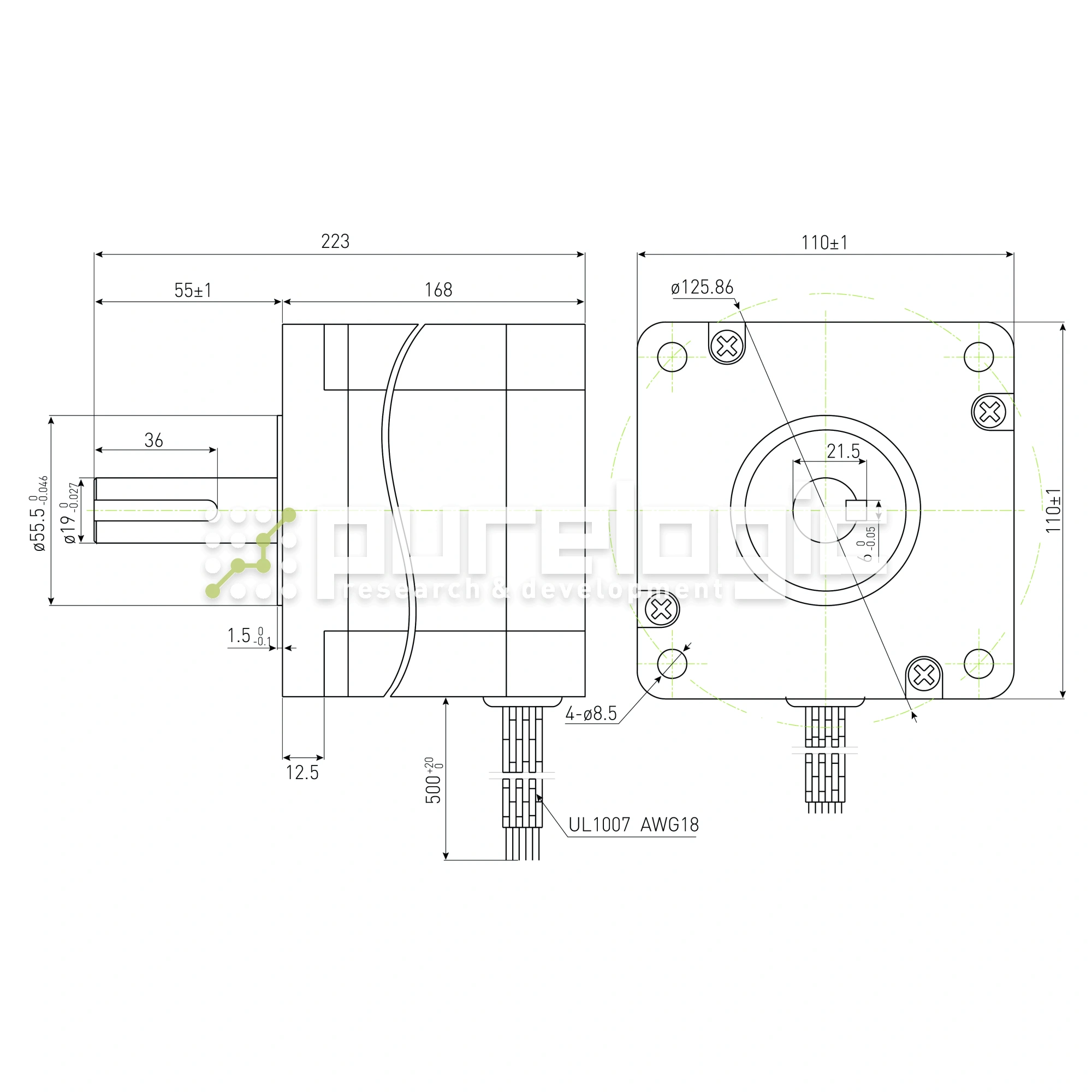 Двигатель шаговый PL110H168-D19 23 533 Двигатель шаговый PL110H168-D19 фото