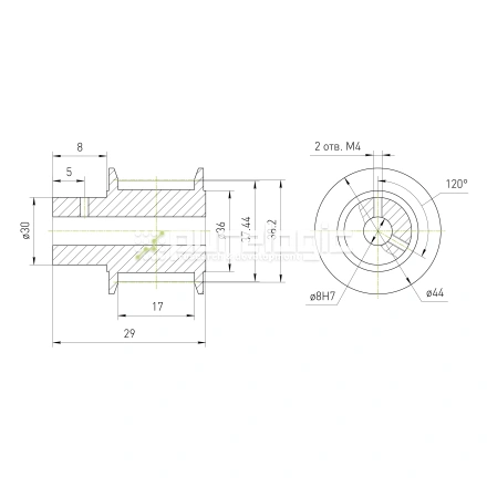 Шкив зубчатый BSY-40-3M-15-B-P8 фото