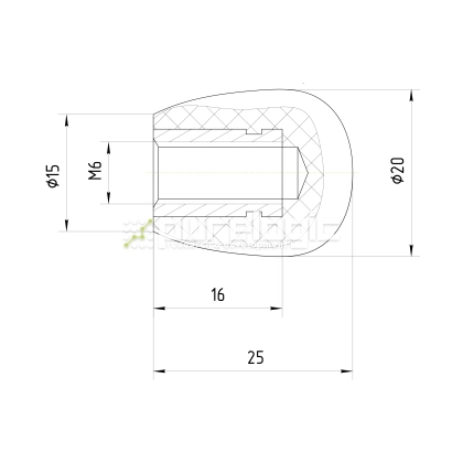 Ручка овальная 100122-25*M6 фото
