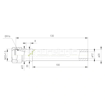 Удлинитель цангового патрона PLC20-ER16A-100L 1 274 Удлинитель цангового патрона PLC20-ER16A-100L фото