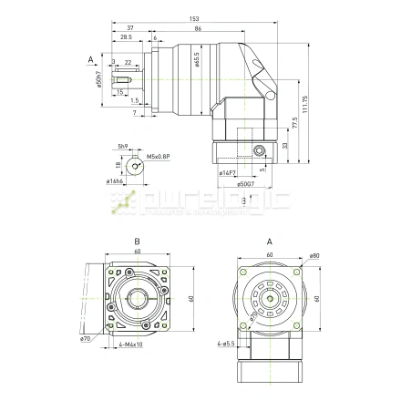 Редуктор планетарный прецизионный угловой 60EVB20K-S16-P0 фото