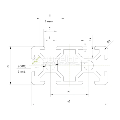 Профиль алюминиевый HXB2040E-6 903 Профиль алюминиевый HXB2040E-6 фото