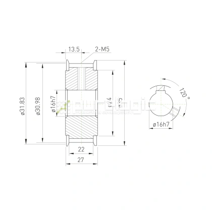 Шкив зубчатый BSY-20-T5-20-A-N16 фото