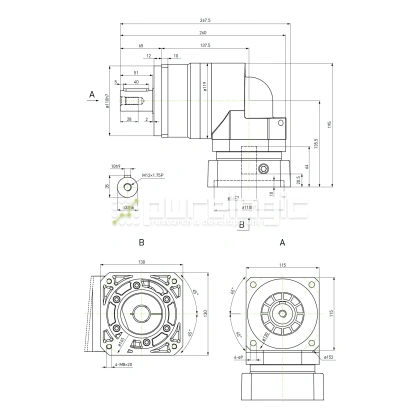 Редуктор планетарный прецизионный угловой 115EVB5K-S32-P0 152 322 Редуктор планетарный прецизионный угловой 115EVB5K-S32-P0 фото