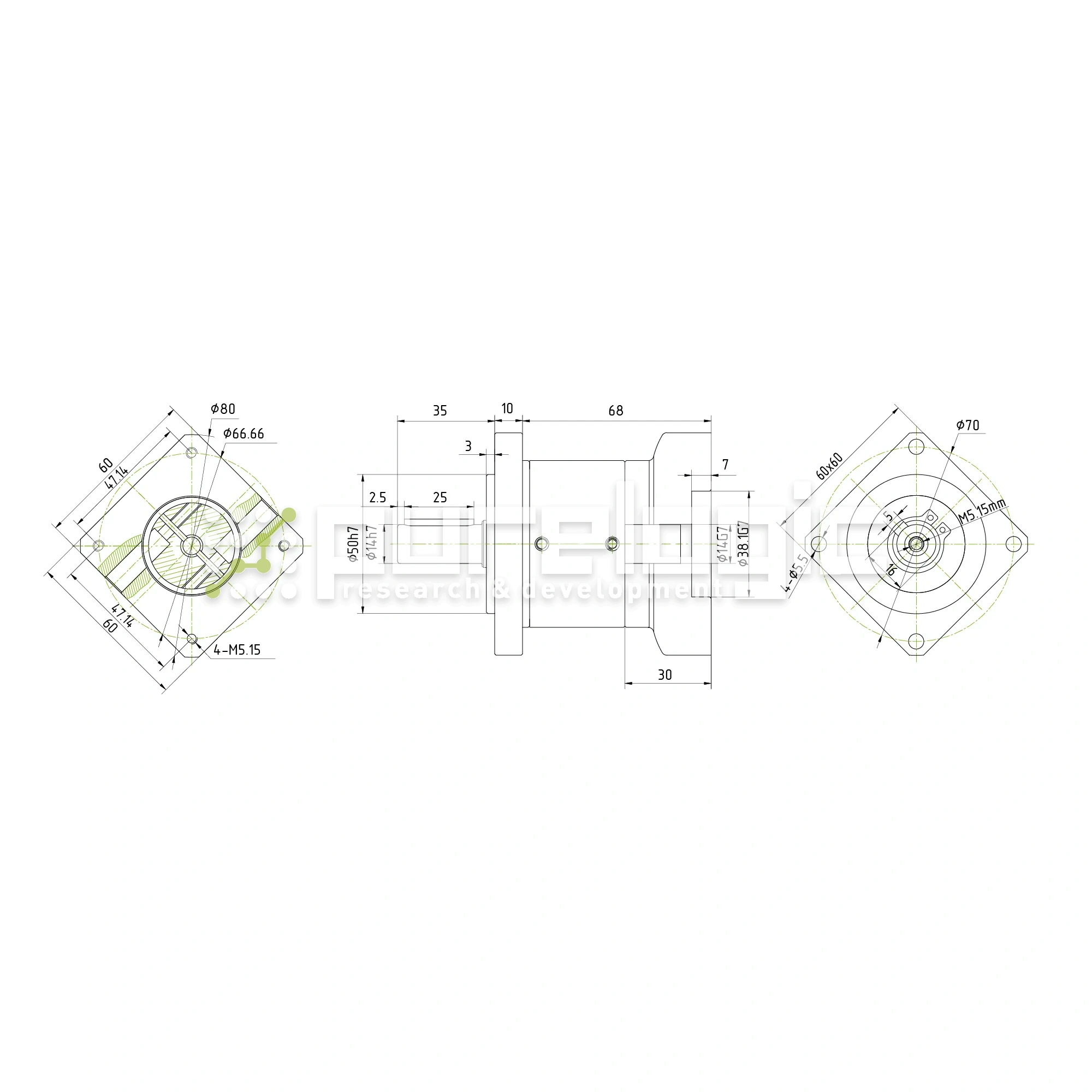 Редуктор планетарный 57PLF5K-14S-D14 11 868 Редуктор планетарный 57PLF5K-14S-D14 фото