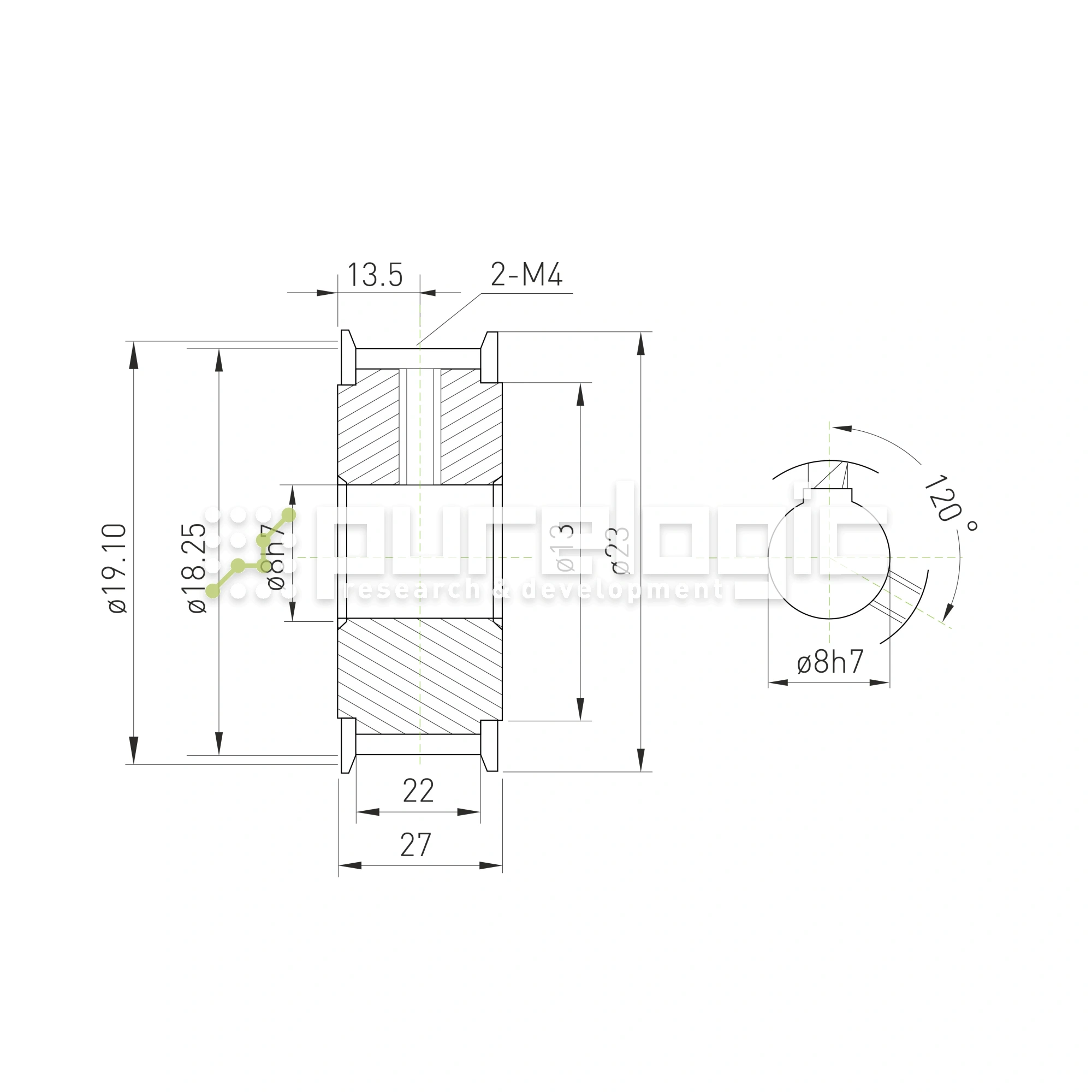 Шкив зубчатый BSY-12-T5-20-A-N8 1 263 Шкив зубчатый BSY-12-T5-20-A-N8 фото