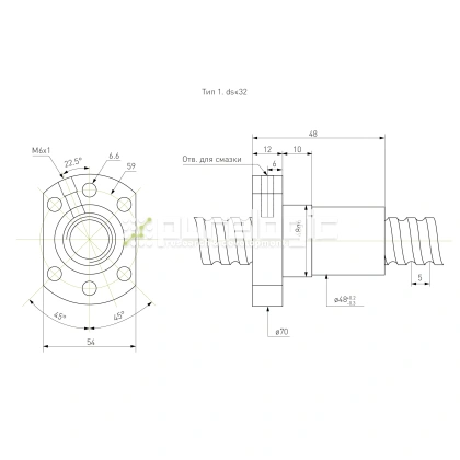 Гайка ШВП Hiwin R32-5K6-FSC (BD=3.175) 24 644 Гайка ШВП Hiwin R32-5K6-FSC (BD=3.175) фото