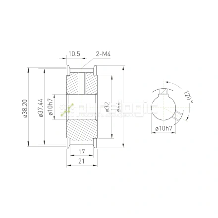 Шкив зубчатый BLA-40-3M-15-A-N10 фото