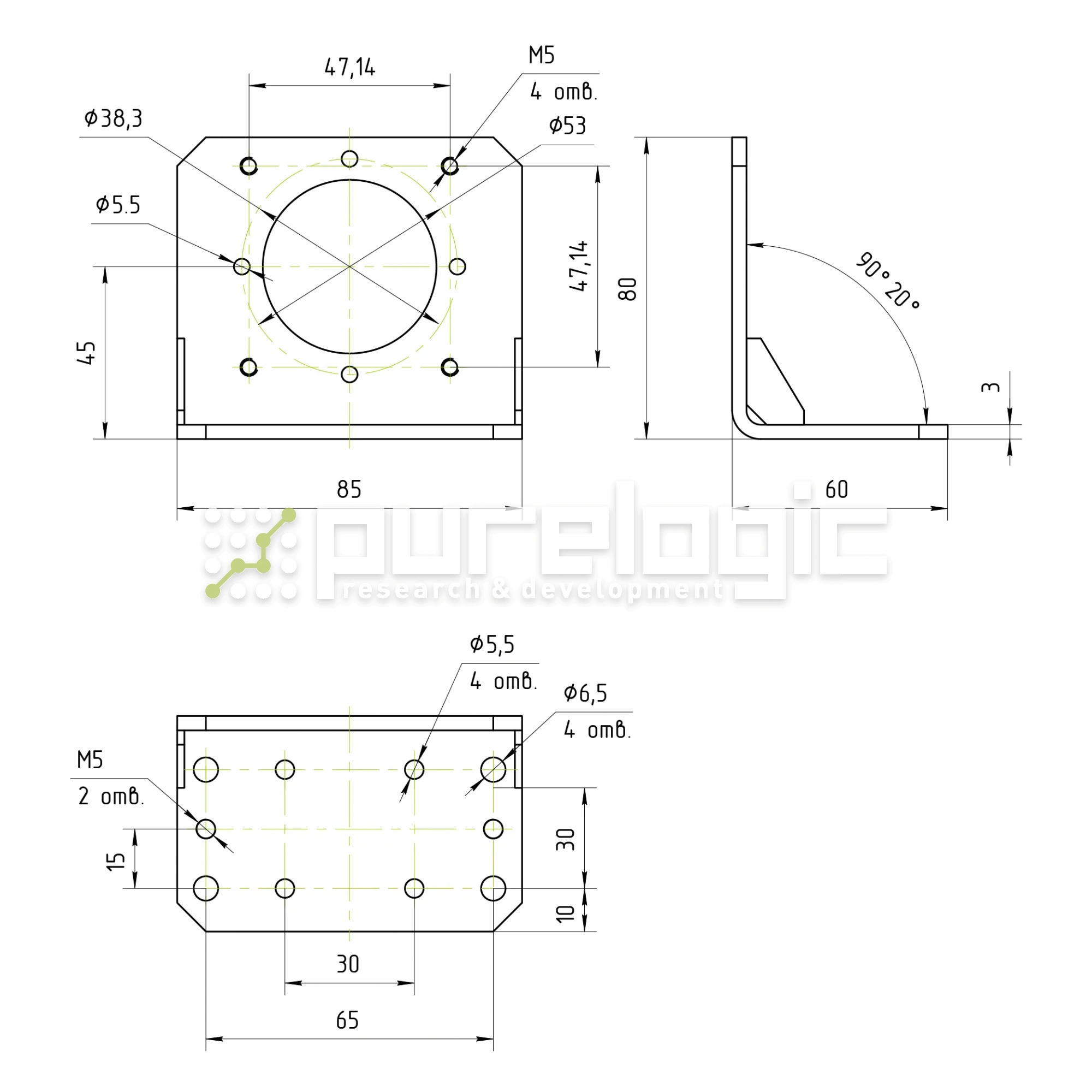 Угловой кронштейн PLMB57 3 657 Угловой кронштейн PLMB57 фото