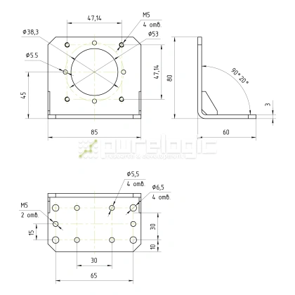 Угловой кронштейн PLMB57 3 657 Угловой кронштейн PLMB57 фото