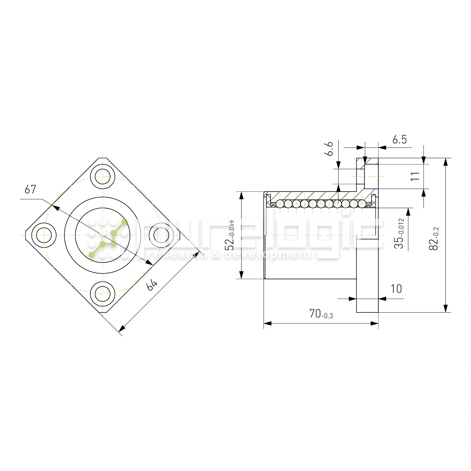 Втулка шариковая с фланцем LMK35 1 324 Втулка шариковая с фланцем LMK35 фото