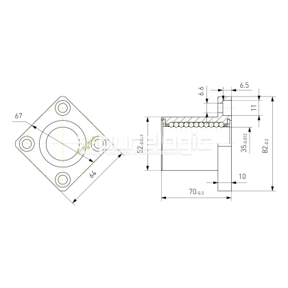 Втулка шариковая с фланцем LMK35 1 324 Втулка шариковая с фланцем LMK35 фото
