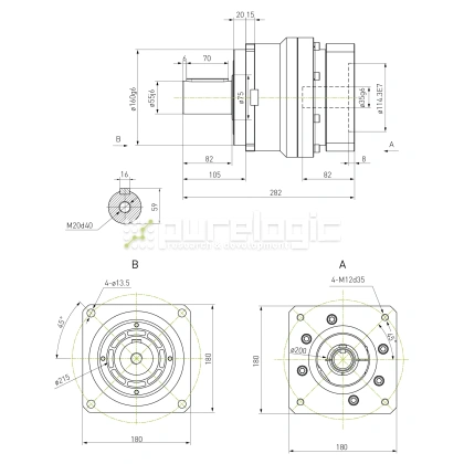 Редуктор планетарный прецизионный 180VRB5K-S55-P0 160 367 Редуктор планетарный прецизионный 180VRB5K-S55-P0 фото