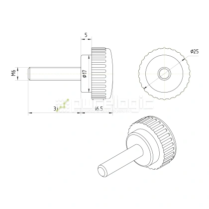 Ручка с рифлением 100213-25*M6*30 фото
