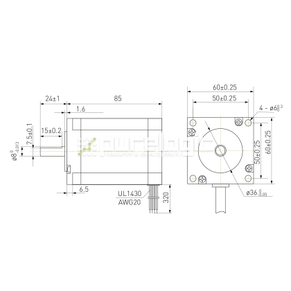 Двигатель шаговый биполярный 60CM30X 4 374 Двигатель шаговый биполярный 60CM30X фото