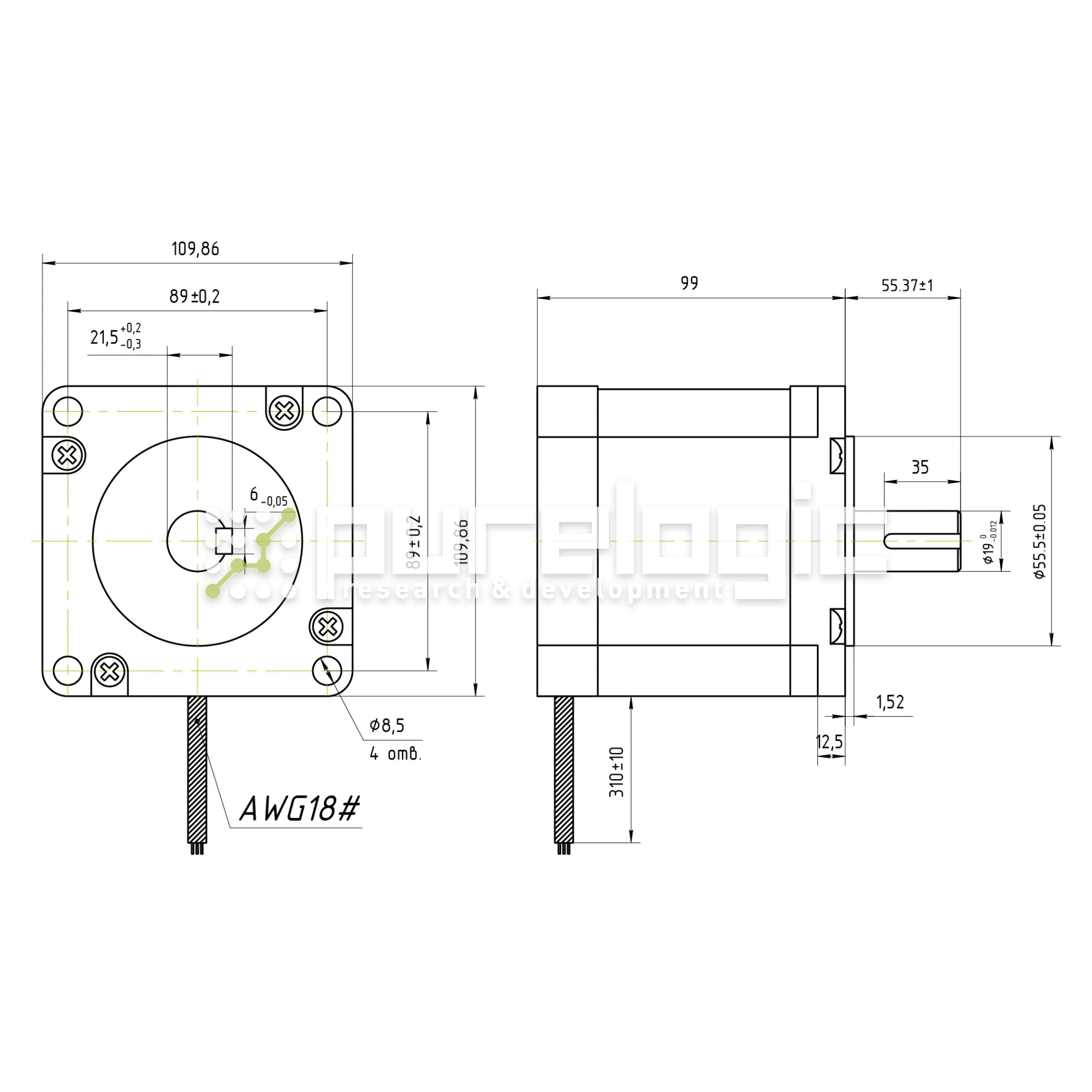 Двигатель шаговый FL110STH99-5504A 17 122 Двигатель шаговый FL110STH99-5504A фото