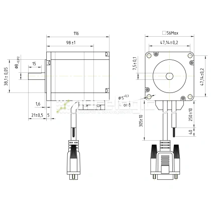 Двигатель шаговый с энкодером PL57H1404-D8-1K фото