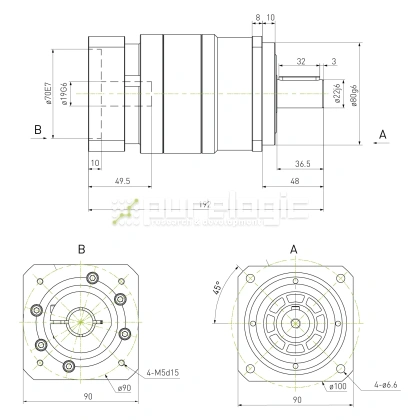 Редуктор планетарный прецизионный 90VRB20K-S22-P0 52 943 Редуктор планетарный прецизионный 90VRB20K-S22-P0 фото