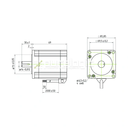 Двигатель шаговый трехфазный 3PL86H69-D14 6 550 Двигатель шаговый трехфазный 3PL86H69-D14 фото