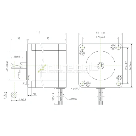 Двигатель шаговый PL86H75-D12.7 фото
