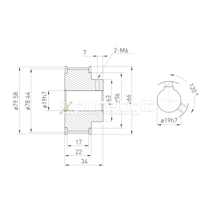 Шкив зубчатый BLA-50-5M-15-B-N19 фото