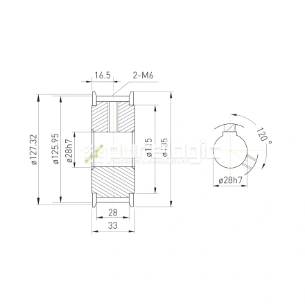Шкив зубчатый BLA-50-8M-25-A-N28 фото