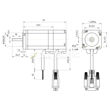 Двигатель шаговый с энкодером PL42H8403-D5-1K фото