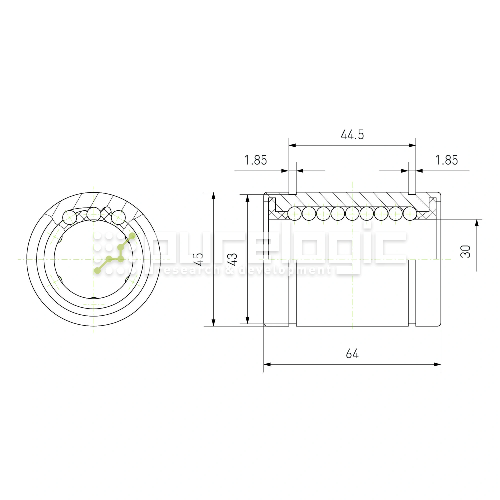 Втулка шариковая LM30 440 Втулка шариковая LM30 фото