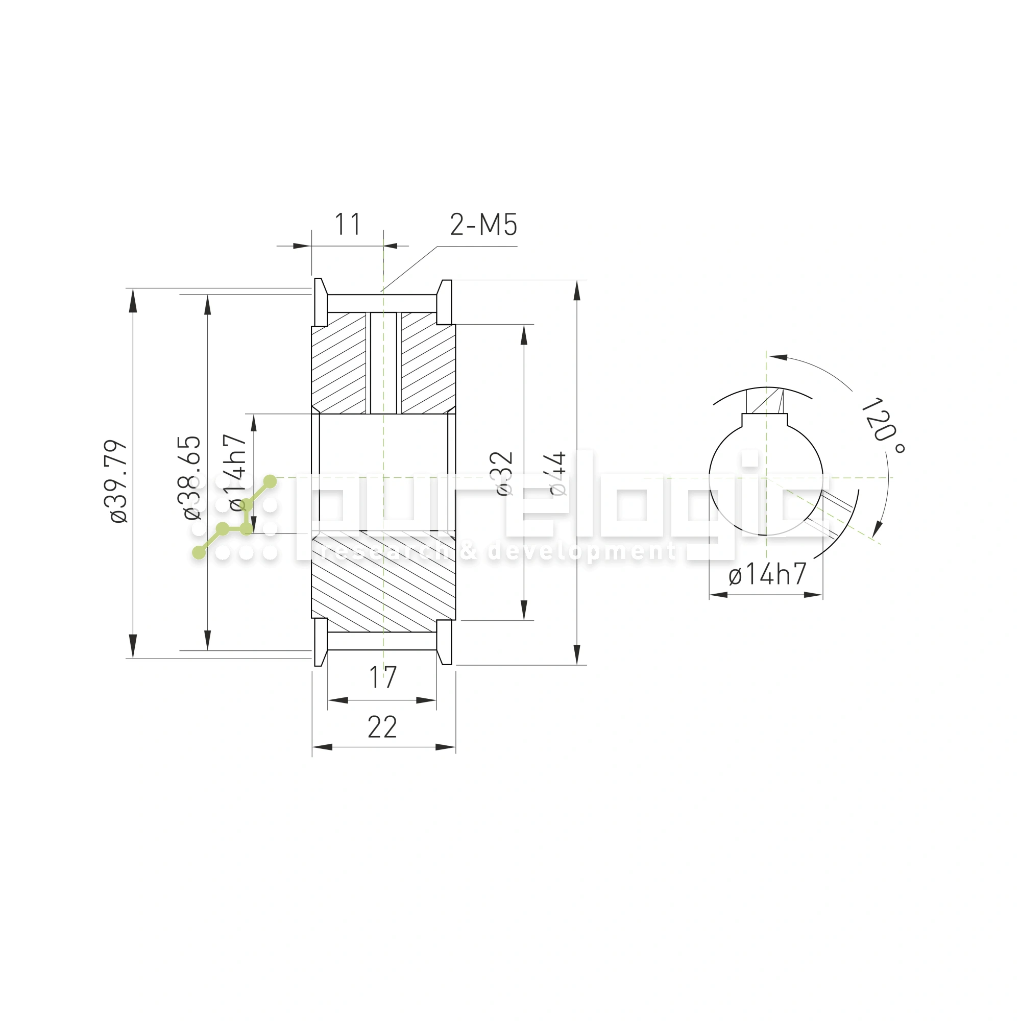 Шкив зубчатый BLA-25-5M-15-A-N14 1 041 Шкив зубчатый BLA-25-5M-15-A-N14 фото
